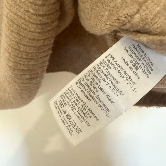 J.Crew Factory tan wool blend turtleneck pullover sweater buttons  small - Picture 3 of 4